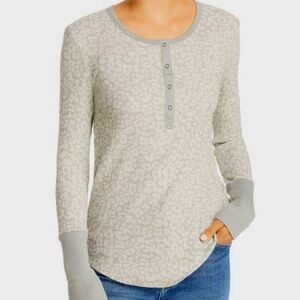 Splendid Forever Leopard Henley thermal top size medium NWT